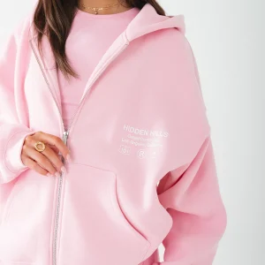 Label ZIP Hoodie Light Pink | Fragment Clothing - View 2