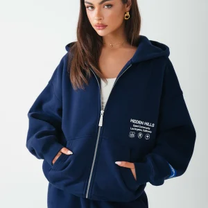 Label ZIP Hoodie Navy | Fragment Clothing - View 2