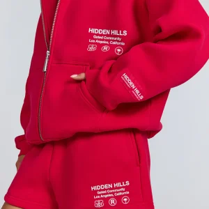 Label ZIP Hoodie Raspberry Red | Fragment Clothing - View 2