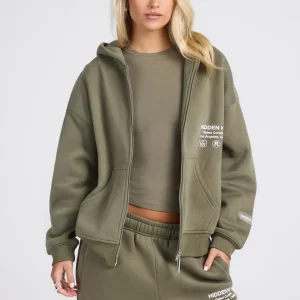 Label ZIP Hoodie Sage | Fragment Clothing