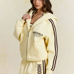 Striped ZIP Hoodie Butter Yellow | Fragment Clothing - View 2