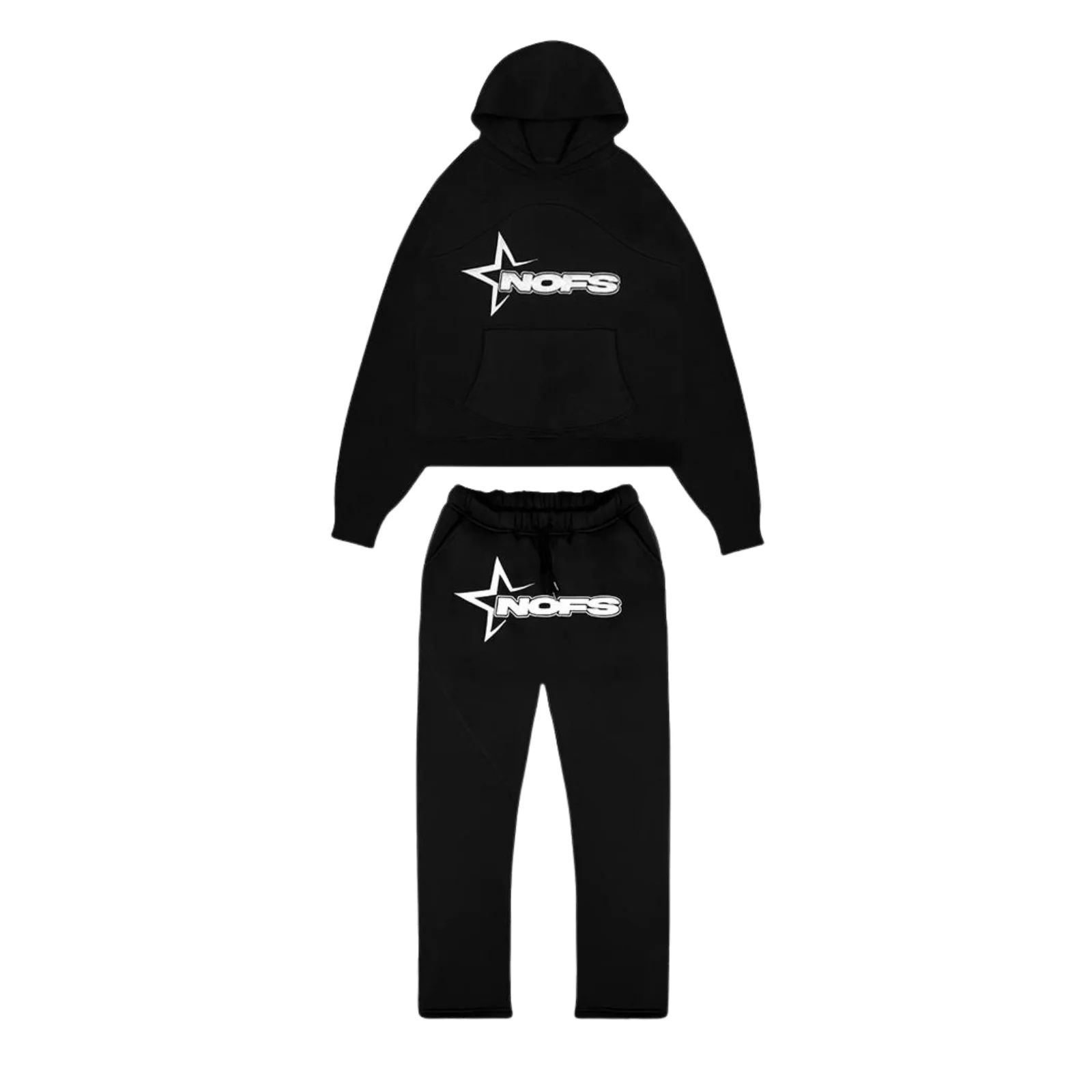 TRACKSUITNOIRRR-1 NOFS Black Tracksuit – Oversized Streetwear Set | Fragment Clothing
