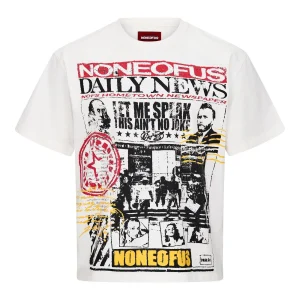 Newspaper Graphic Tee – Vintage Print Oversized Streetwear T-Shirt | Fragment Clothing