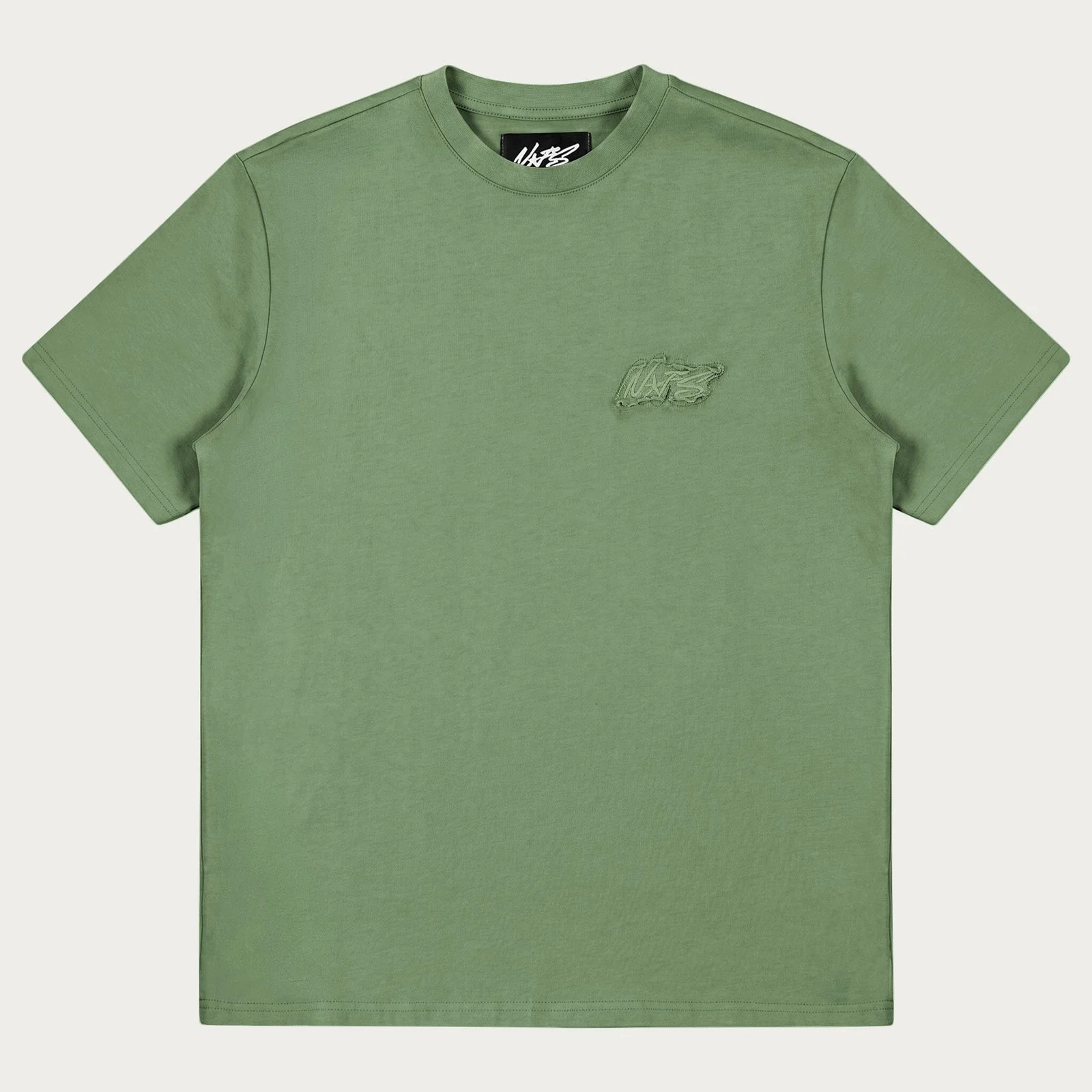 olive-basic-tee-none-of-us-front Olive None of Us Basic Tee – Essential Oversized Streetwear T-Shirt | Fragment Clothing