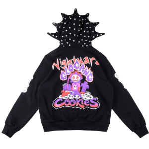 Glo Gang Sun Face Studded Mask Full-Zip Graphic Hoodie – Black | Fragment Clothing - View 2