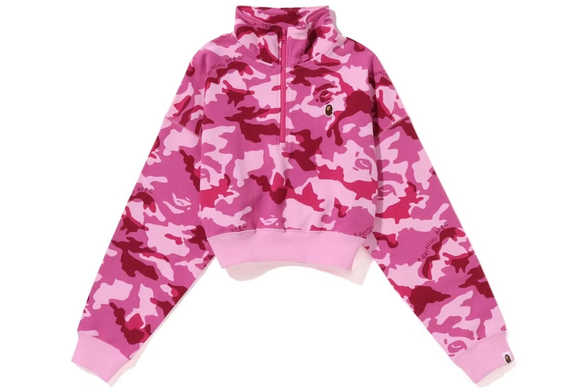 BAPE Women's Woodland Camo Cropped Half Zip Sweater BAPE Women's Woodland Camo Cropped Half Zip Sweater | Fragment Clothing