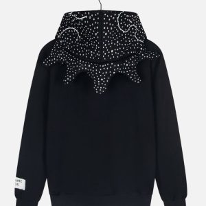 Billionaire Studios Rhinestone Hooded Zip-Up Sweatshirt – Black | Fragment Clothing - View 2