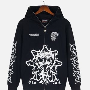 Glo Gang Graphic Print Full-Zip Hoodie – Black | Fragment Clothing