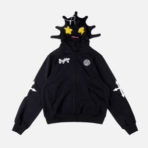 Glo Gang Sun Mascot Masked Full-Zip Hoodie – Black | Fragment Clothing