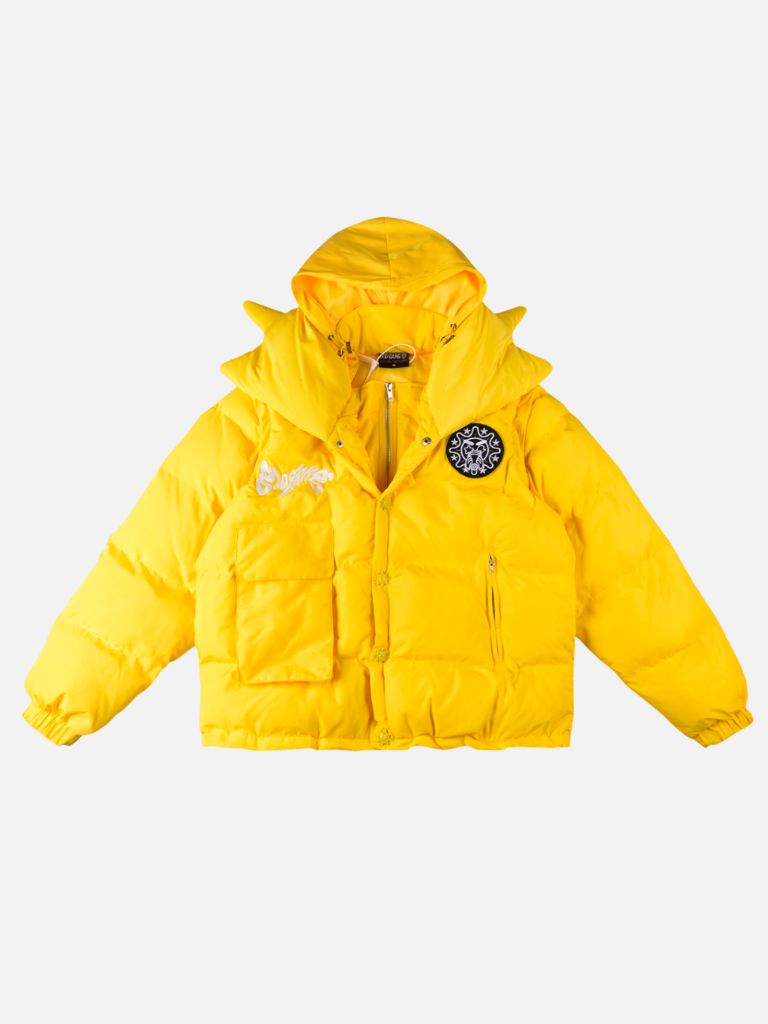 Glo Gang Spiked Hooded Puffer Jacket – Yellow Glo Gang Spiked Hooded Puffer Jacket – Yellow | Fragment Clothing