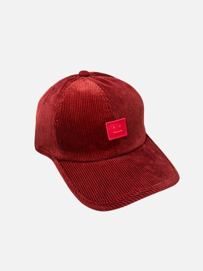 Acne Studios Red Corduroy Face Patch Baseball Cap Acne Studios Red Corduroy Face Patch Baseball Cap | Fragment Clothing