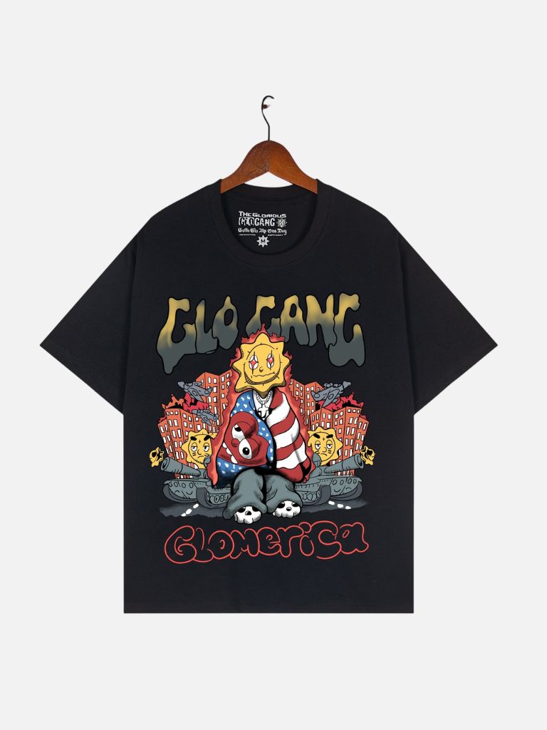 Glo Gang "Glomerica" Patriotic Sun Graphic T-Shirt - Black Glo Gang "Glomerica" Patriotic Sun Graphic T-Shirt - Black | Fragment Clothing