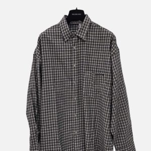 Acne Studios Black Checked Long Sleeve Button-Up Shirt | Fragment Clothing