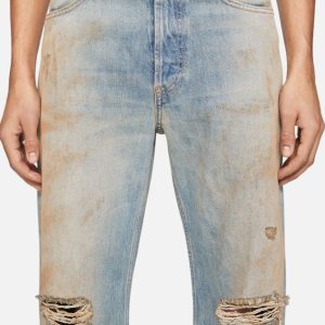 Acne Studios Light Blue Mud Wash Flared Jeans | Fragment Clothing - View 2