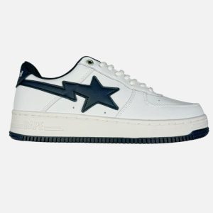 BAPE Bapesta Low White/Navy – Classic Leather Shoes | Fragment Clothing