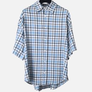 Acne Studios Light Blue & White Checkered Long Sleeve Shirt | Fragment Clothing