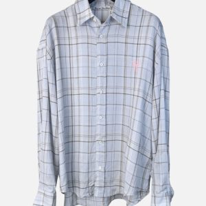 Acne Studios Light Blue Plaid Pink Bow Long Sleeve Shirt | Fragment Clothing