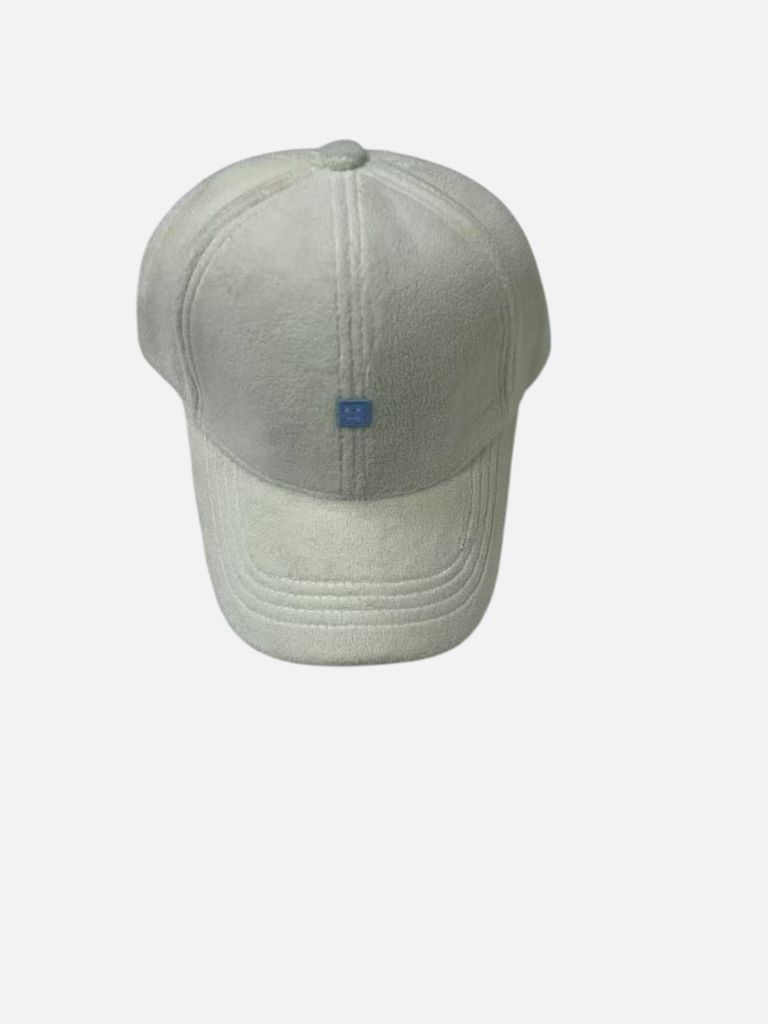 Acne Studios Cream Plush Light Blue Face Patch Hat Acne Studios Cream Soft Plush Light Blue Face Patch Hat | Fragment Clothing