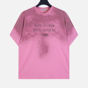 Acne Studios Pink Distressed 1996 Rhinestone T-Shirt | Fragment Clothing