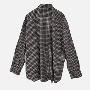 Acne Studios Black Checked Long Sleeve Button-Up Shirt | Fragment Clothing - View 2