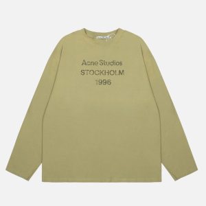 Acne Studios Olive Green Stockholm 1996 Long Sleeve T-Shirt | Fragment Clothing
