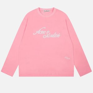 Acne Studios Light Pink Script Graphic Long Sleeve Shirt | Fragment Clothing