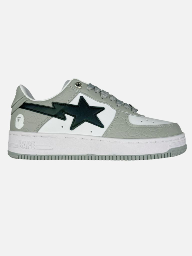 BAPE Bapesta Low Grey/White – Embossed Leather Shoes BAPE Bapesta Low Grey/White – Embossed Leather Shoes | Fragment Clothing