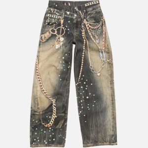 Acne Studios 1981 Trompe-L'œil Rhinestone & Chains Jeans | Fragment Clothing