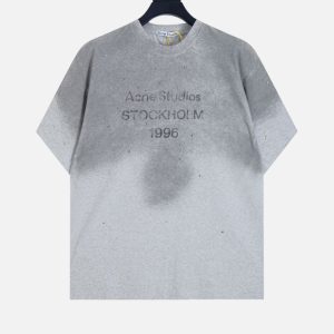 Acne Studios Grey Distressed 1996 Rhinestone T-Shirt | Fragment Clothing