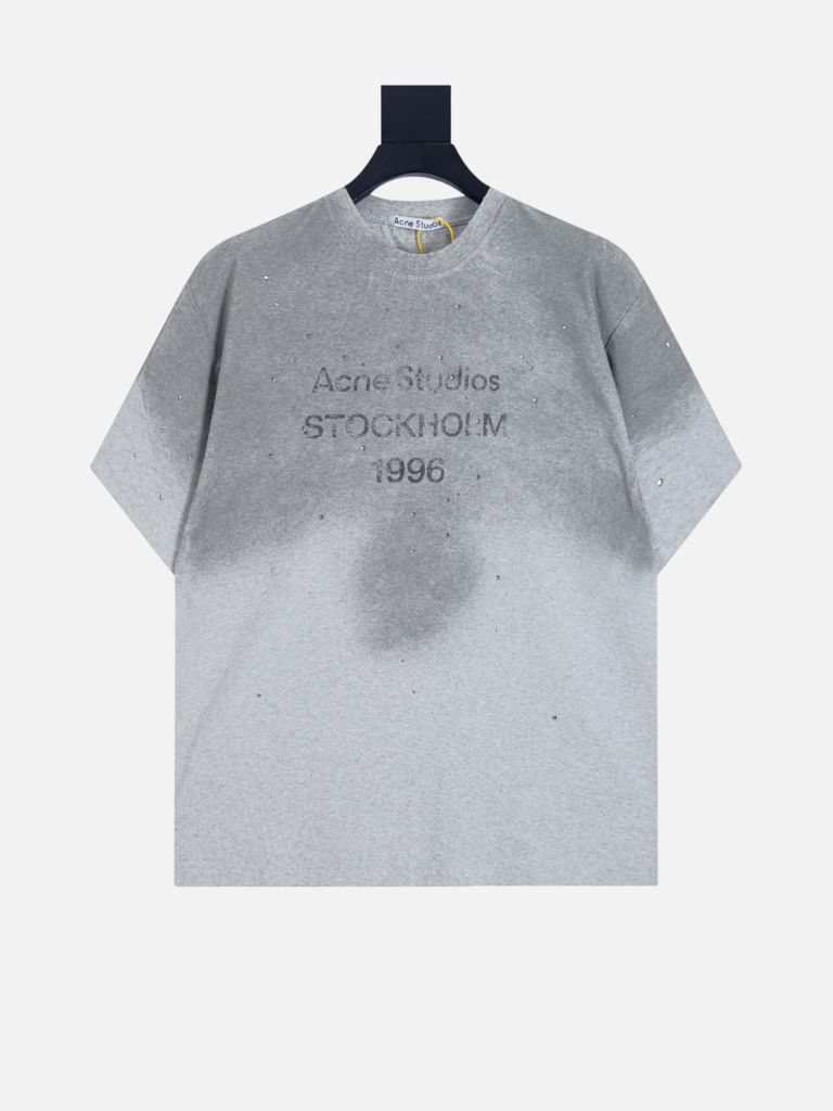 Acne Studios Grey Distressed 1996 Rhinestone T-Shirt Acne Studios Grey Distressed 1996 Rhinestone T-Shirt | Fragment Clothing