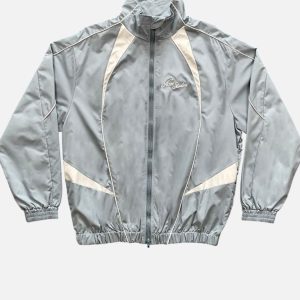 Acne Studios Slate Blue Nylon Zip-Up Track Jacket | Fragment Clothing