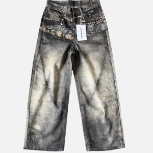 Acne Studios Washed Grey Western Belt Graphic Wide Leg Jeans | Fragment Clothing