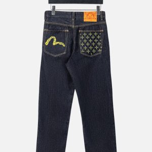 Evisu Mount Fuji & Crest Embroidered Denim Jeans – Dark Indigo | Fragment Clothing