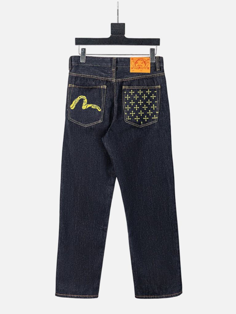 Evisu Mount Fuji & Crest Embroidered Denim Jeans – Dark Indigo Evisu Mount Fuji & Crest Embroidered Denim Jeans – Dark Indigo | Fragment Clothing