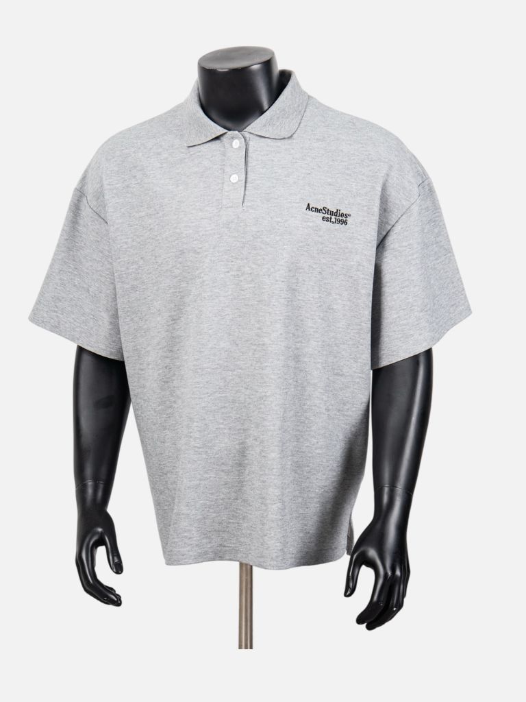 Acne Studios Grey Est. 1996 Logo Polo Shirt Acne Studios Grey Est. 1996 Logo Polo Shirt | Fragment Clothing