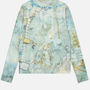 Acne Studios Printed Sheer Mesh Long Sleeve Shirt | Fragment Clothing