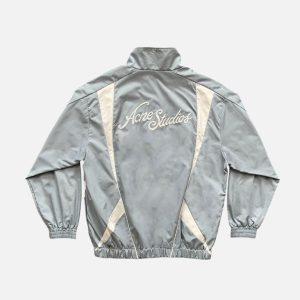 Acne Studios Slate Blue Nylon Zip-Up Track Jacket | Fragment Clothing - View 2