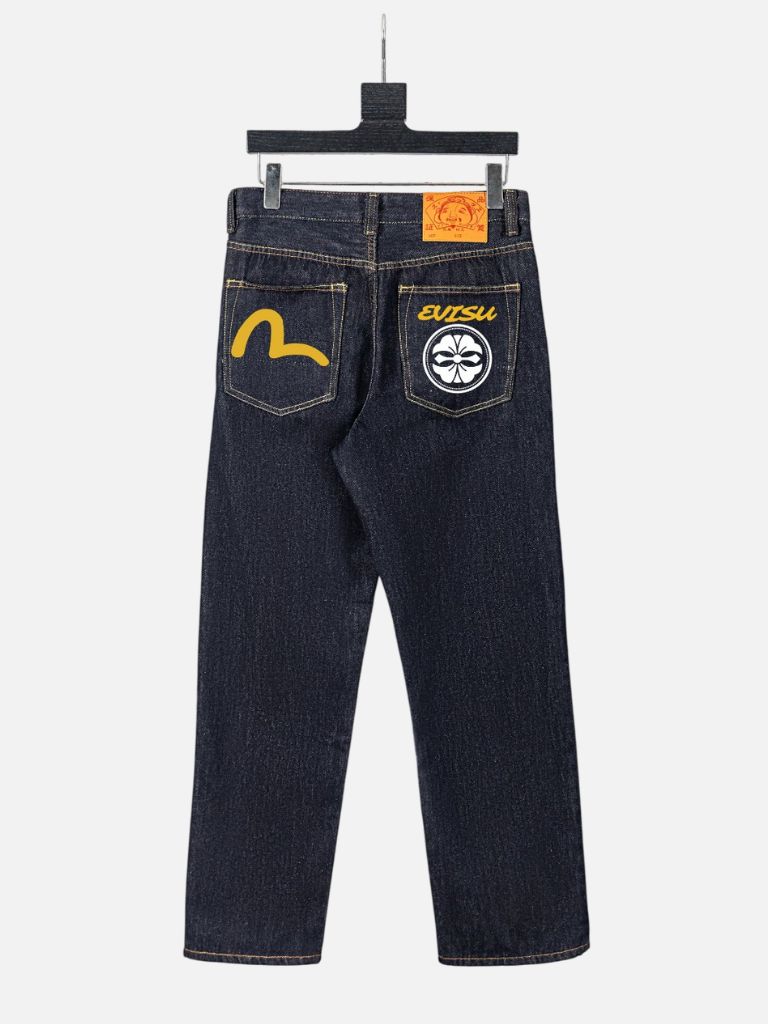 Evisu Yellow Seagull & Crest Denim Jeans – Dark Indigo Evisu Yellow Seagull & Crest Denim Jeans – Dark Indigo | Fragment Clothing