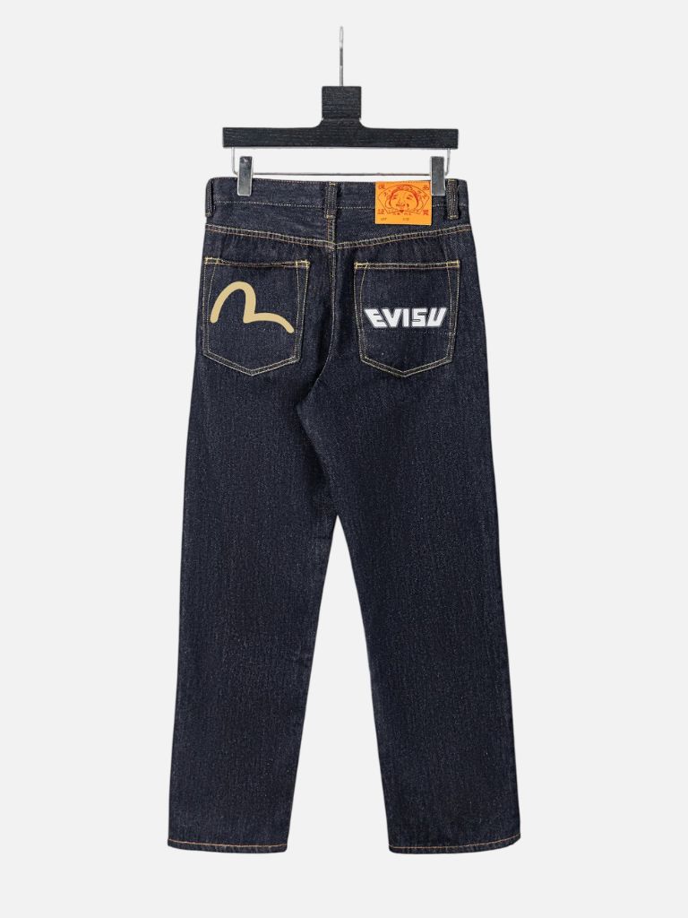 Evisu Seagull & Block Logo Denim Jeans – Dark Indigo Evisu Seagull & Block Logo Denim Jeans – Dark Indigo | Fragment Clothing