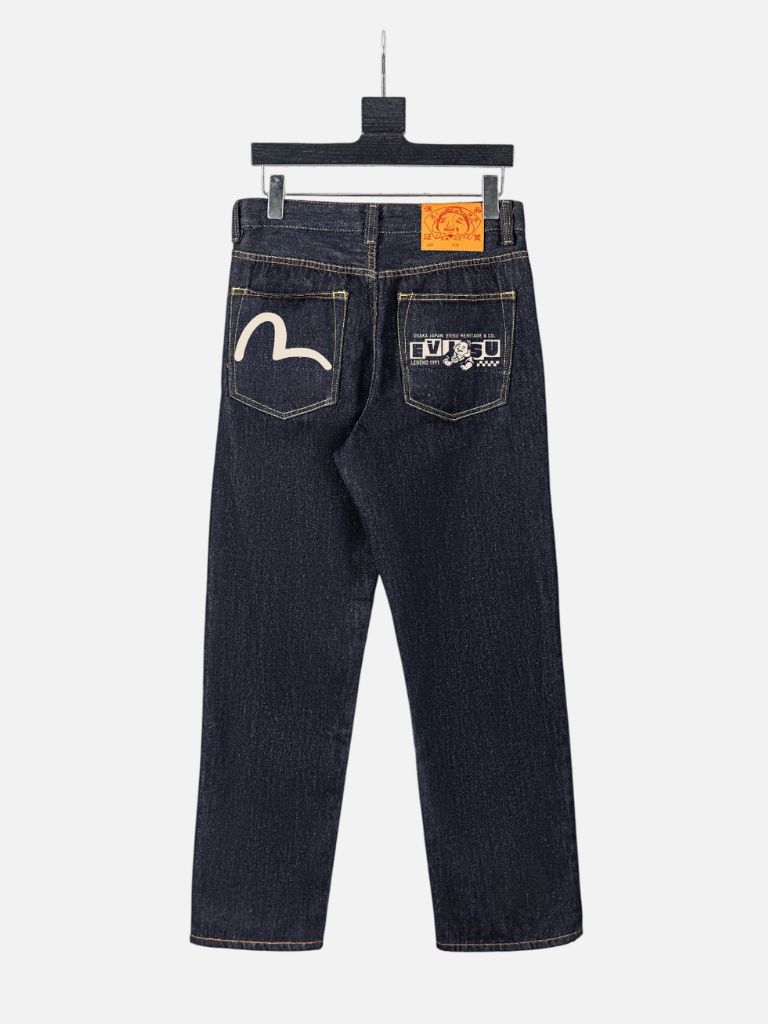 Evisu Seagull & Heritage Logo Denim Jeans – Dark Indigo Evisu Seagull & Heritage Logo Denim Jeans – Dark Indigo | Fragment Clothing