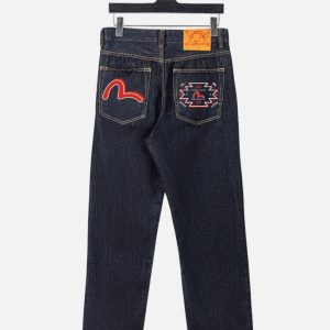 Evisu Red Seagull & Geometric Crest Denim Jeans – Dark Indigo | Fragment Clothing
