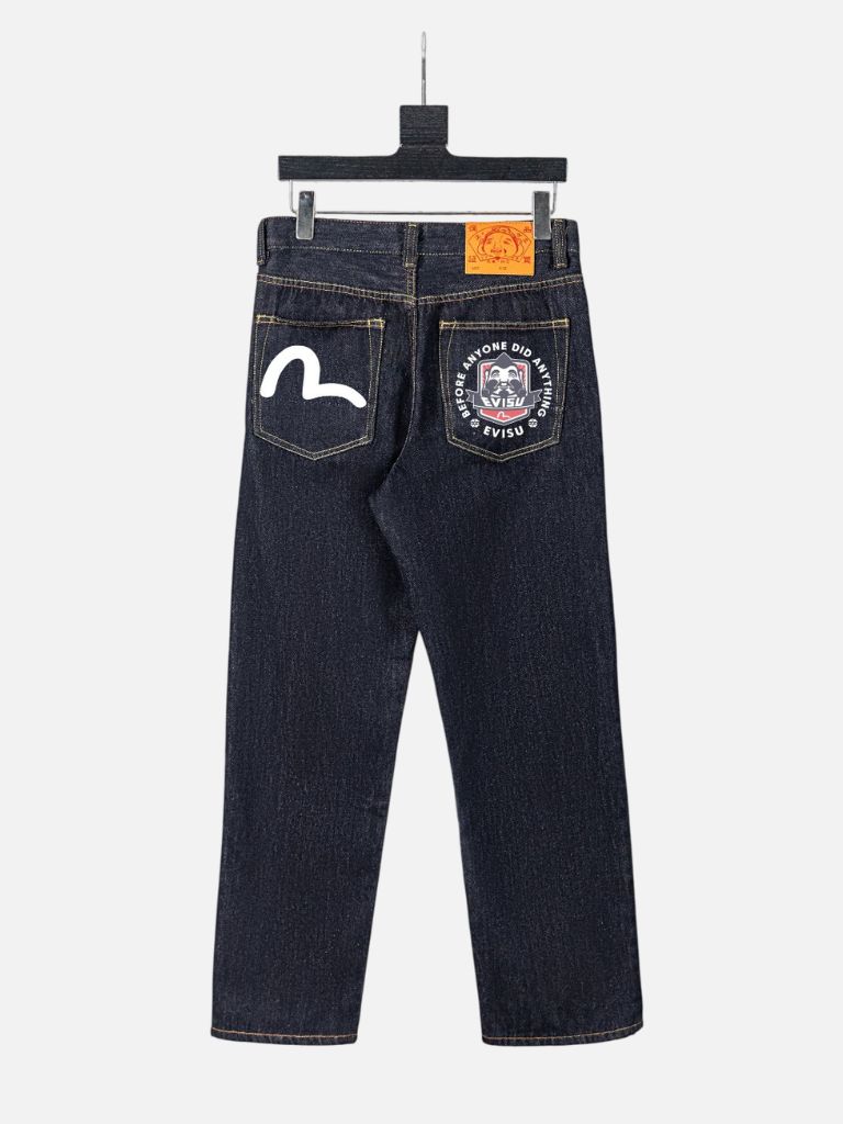 Evisu Seagull & Slogan Crest Denim Jeans – Dark Indigo AUTO-DRAFT | Fragment Clothing