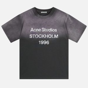 Acne Studios Washed Black Stockholm 1996 Logo T-Shirt | Fragment Clothing