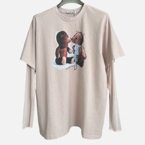 Acne Studios Kissing Teddy Bear Layered Long Sleeve T-Shirt | Fragment Clothing