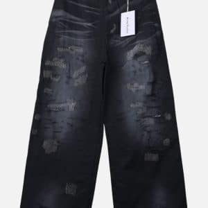 Acne Studios Washed Black Whiskered Ripped Denim Jeans | Fragment Clothing