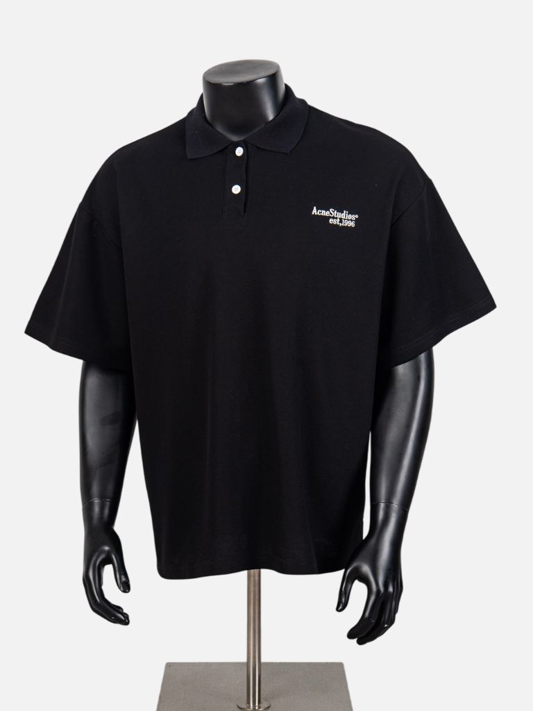 Acne Studios Black Est. 1996 Logo Polo Shirt Acne Studios Black Est. 1996 Logo Polo Shirt | Fragment Clothing