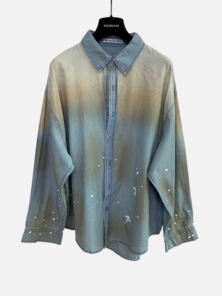 Acne Studios Sun Faded Denim Paint Splatter Long Sleeve Shirt Acne Studios Sun Faded Denim Paint Splatter Long Sleeve Shirt | Fragment Clothing