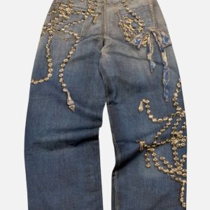 Acne Studios Beaded Garland & Keychain Charm Printed Jeans | Fragment Clothing - View 2