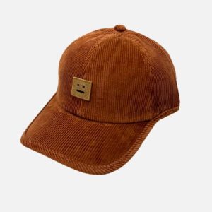 Acne Studios Brown Corduroy Face Patch Baseball Cap | Fragment Clothing
