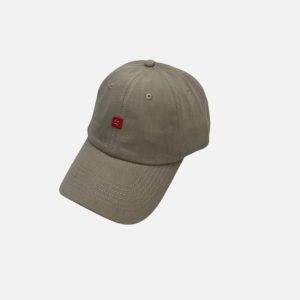 Acne Studios Khaki Mini Red Face Logo Baseball Cap | Fragment Clothing